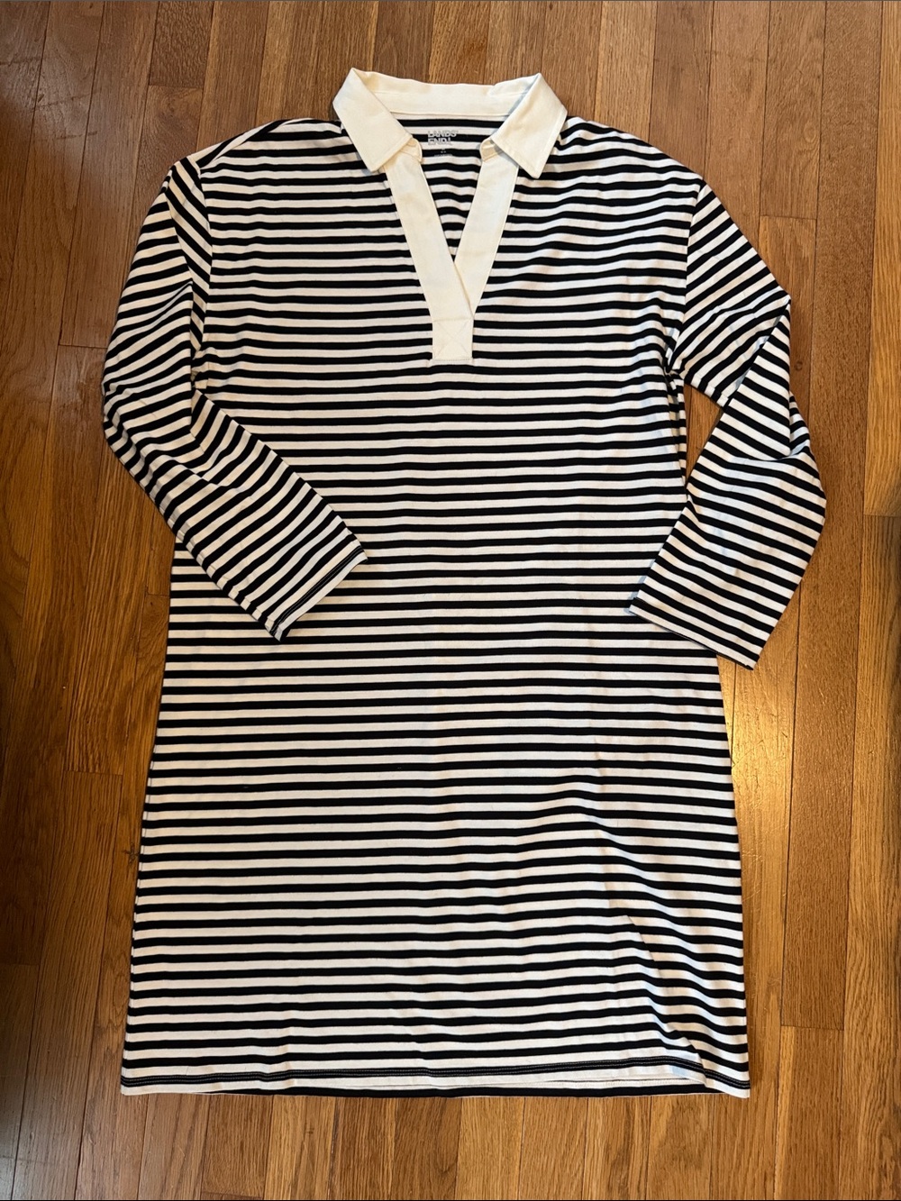 Lands End | Women’s Black & White Striped Polo Dress M 10-12